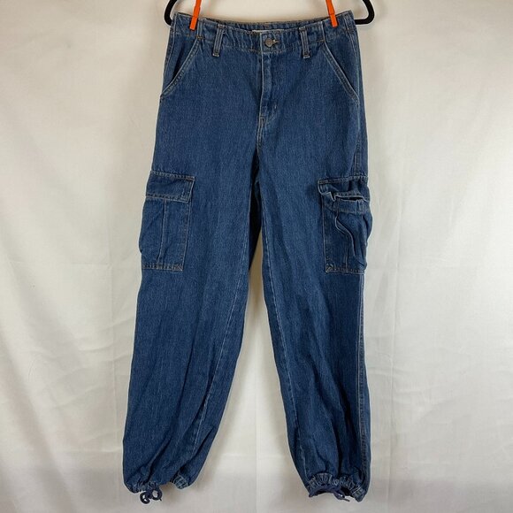 Levi's '94 Baggy Jeans 26 Blue Cargo Pockets Cinched Ankles - Picture 1 of 14